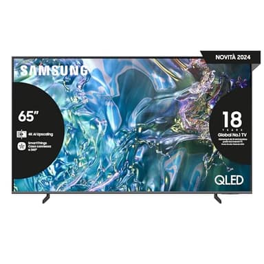 Samsung TV QE65Q64DAUXZT QLED 4K, Smart TV 65" Quantum processor Lite 4K, AirSlim, DVBT-2, Q-Symphony & OTS Lite, Integrato con Alexa e Bixby, compatibile con Google Assistant, Titan Gray 2024
