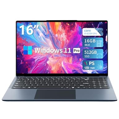 PC Portatile 16 Pollici, Notebook Core I5-8210Y Processore, Notebook 16GB RAM 512GB SSD, Laptop 1920*1080 IPS FHD Schermo, Notebook USB 3.0/Type-C/Mini HDMI/TF Card to 1TB, Tastiera Retroilluminata