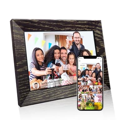 Tibuta Cornice digitale Wi-Fi da 7 pollici, 1024 x 600 IPS touch screen, cornice digitale, noce 16G, condividere foto o video tramite l'app Uhale