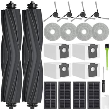 DrRobor Accessori per Dreame X40 Ultra/ X40 Ultra Complete / L40 Ultra/Mova P50 Pro Ultra | 2 Spazzole Principali, 4 Sacchetti Polvere, 4 Filtri Hepa, 4 Spazzole Laterali, 4 Panni Mocio