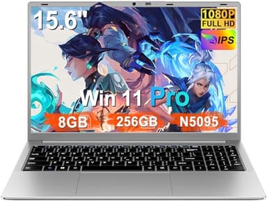 Pc Portatile 15.6 Pollici Celeron N5095 Upto 2,9 GHz Win11 Pro Laptop 8GB RAM 256GB SSD TF 1TB LPDDR4 5G WiFi 1920*1080 FHD USB 3.0 Widevine L1 Computer Portatile Con il Topo Film Italiano - Argento