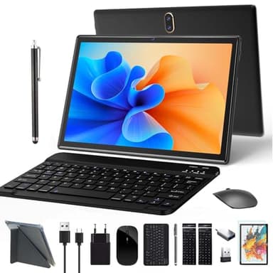 Tablet 10 Pollici Tablet con Sim Slot 4G LTE Tablet con Tastiera e Penna Tablet in offerta 64GB ROM 512GBTF Android 13 Tablet PC, Octa-Core/13MP /1080PFHD/6000mAh, GPS Bluetooth WiFi GPS OTG, Nero