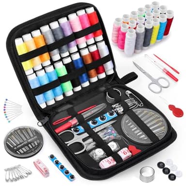 Coquimbo Set Cucito, Kit da Cucito Accessori con Custodia per Trasporto, 85 Pezzi Kit Ago e Filo Regalo Mamma Regalo Nonna per Principianti, Casa, Viaggio e Emergenza Uso (Nero)