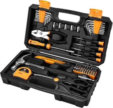 DEKO TZ62 Set di attrezzi Kit di attrezzi manuali per uso domestico generale con custodia in plastica per cassetta degli attrezzi