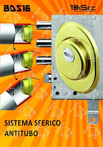 Disec Bds16D1P Serratura Defender Sferick Ottone Lucido, 25 mm