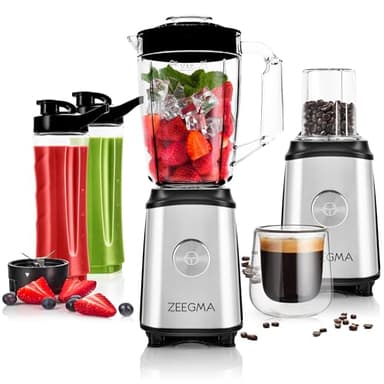 ZEEGMA VITAMINE Frullatore multifunzione 4 in 1 da 1050 W con brocca da 1 litro, frullatore elettrico per smoothie con blocco sicuro, macinacaffè, lame a croce (1l 1050W)