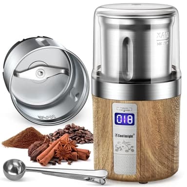 COOL KNIGHT Macinacaffè Elettrico, Macinacaffè Con Contatore E Una Tazza Di Macinatura In Acciaio Inossidabile. 100g Capacità Macina Spezie., Adatto Per Spezie, Chicchi Di Caffè, Noci, Ecc.