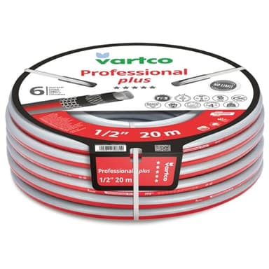 Vartco Professional Plus Tubo flessibile per acqua potabile a 6 strati, anti-torsione, tubo per irrigazione da giardino, flessibile, resistente ai raggi UV, 30 bar, (1,25 cm, 20 m)