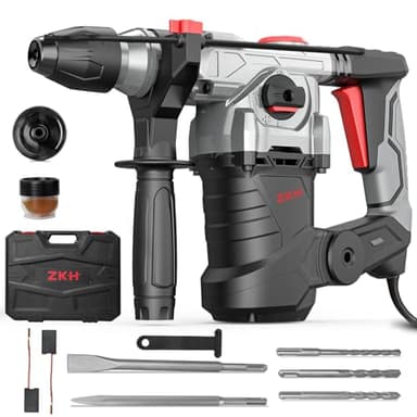 ZKH Martello Perforatore 1500W, 6J Martello Demolitore, 4 Funzioni, Sds Plus Mandrino, 0-850 RPM, 32 mm Capacità di Foratura, Asta Di Profondità, Smorzamento Delle Vibrazioni, Frizione Di Sicurezza