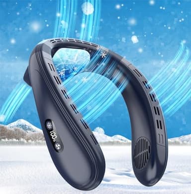 Mini Ventilatore da Collo Portatile con Grande Piastra di Raffreddamento, Condizionatore Portatile 6000mAh con Presa d'aria Posteriore, Display LCD, 3 Velocità/Refrigerazione per Esterni Viaggio