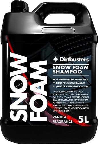 Dirtbusters Snow Foam Car Shampoo e cera, potente schiuma spessa pre lavaggio auto, non caustico e sicuro, adatto per la pulizia di tutti gli esterni dei veicoli, vaniglia (5L)