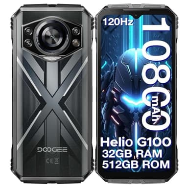 DOOGEE S cyber Pro Rugged Smartphone, 32(12+20)GB+512GB Helio G100, 10800mAh/33W 6,6" FHD+ 120Hz Smartphone Rugged, 50MP+32MP Telefono Indistruttibile, Android 14, IP68/IP69K/Dual SIM/NFC/OTG, Argento