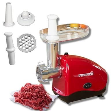 STARLYF Tritacarne elettrico Speed Grinder, Passapomodoro elettrico, Funzione di inversione, Trita, macina, sminuzza, Tritatutto professionale, Insaccatrice per Salsiccia