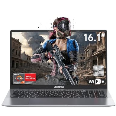 ACEMAGIC PC Gaming Portatile,AMD Ryzen 7 5825U Fino a 4,5 GHz,16GB DDR4 512GB SSD,Tastiera Retroilluminata Laptop,16,1" Full HD PC Portatile in Offerta con Tastiera Italiana,WiFi6,Guscio Metallico