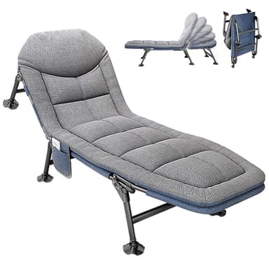 T-ZBDZ Brandina da Campeggio, Lettino da Campeggio per Adulti - Portatile Letto da Camping Leggero Pieghevole, Sdraio da Giardino per Esterno Terrazzo, 190x65x30cm, Caricabile Fino a 160 kg, Grigio