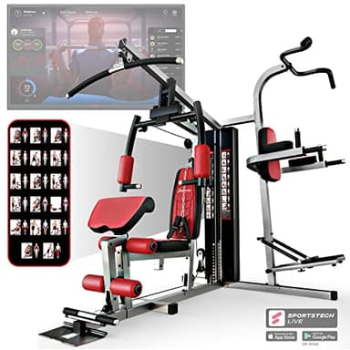 Sportstech -Stazione Multifunzione Palestra, 45-in-1 Attrezzi Palestra Casa con Palestra Multifunzione, Stepper, Lat Machine e Altro, Stazione Premium Home Gym per L'allenamento di Tutto il