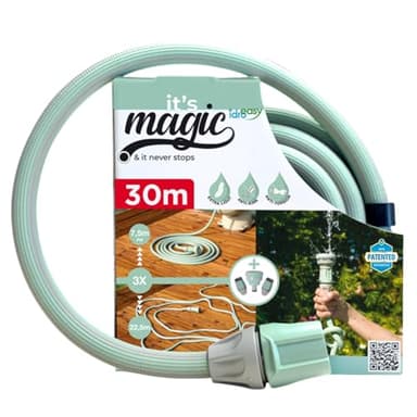 IDROEASY Magic Soft Smart Tubo Acqua Giardino 30 Metri, Canna Irrigazione Espandibile Anti Nodo e Antitorsione Estensibile Fino a 3 Volte la Sua Lunghezza Iniziale