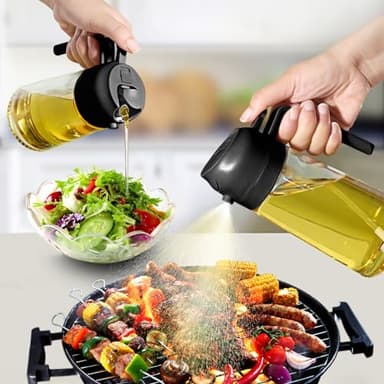 Shadcoler Spruzzino Olio per Friggitrice Aria 2 in 1, 470ml Spruzzatore Olio in Vetro, Oliera Spray, Nebulizzatore Olio, Olio Spray per Friggitrice ad Aria, Accessori Cucina