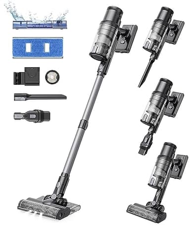 Proscenic P11M Aspirapolvere Lavapavimenti senza Fili, 45KPa/550W/60Mins, 2-IN-1 Scopa Elettrica Lava e Aspira Potente con Batteria Rimovibile, LED Display, per Pavimenti, Tappeti, Capelli di Animali