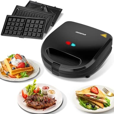 Aigostar Rubik - 750W Sandwich Maker/Grill/Waffle 3 in 1. Dimensioni Compatte con Sistema Automatico Termostatico, Piastre Antiaderenti e Rimovibili, lavabile in lavastoviglie, Design esclusivo