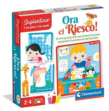 Clementoni Sapientino - Ora Ci Riesco!, Gioco Educativo con Tessere Incastro per Bambini 2-4 Anni, Puzzle per Sviluppare Autonomia e Manualità, Made in Italy, Lingua Italiana, 16783