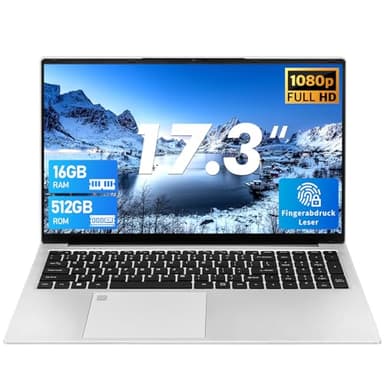Zyphionix UDKED 17,3 pollici, 16 GB RAM 512 GB SSD, Celeron N5095 (fino a 2,9 GHz), Windows 11, HDMI, lettore di impronte digitali, tastiera retroilluminata, WiFi 5.0 (argento, 16+512G SSD)