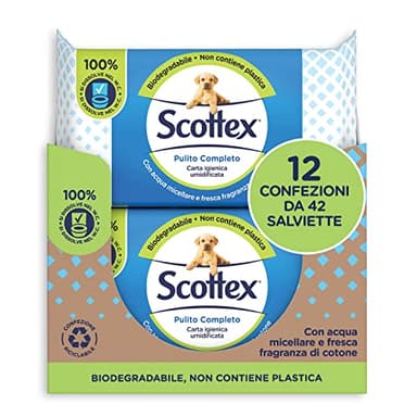Scottex Pulito Completo Carta Igienica Umidificata, Biodegradabile, Confezione Reciclabile, 504 Salviette (12x42)