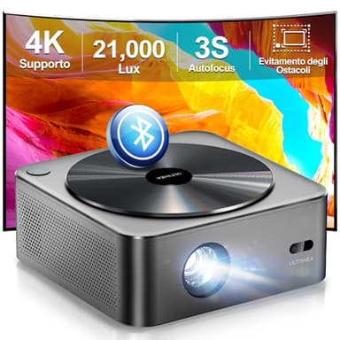 ULTIMEA Proiettore 4k Supportato con Auto Focus/Keystone, 700 ANSI 27000Lumens Videoproiettore Full HD 1080P Nativo Home Cinema, Proiettore 5G WiFi Bluetooth 5.3 Smartphone Android iOS/TV Stick/Switch
