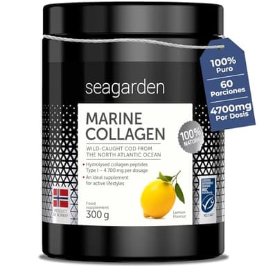Seagarden Collagene Idrolizzato Marino Puro I dal merluzzo artico norvegese selvatico I Integratore per Capelli, Pelle, Ossa e Articolazioni| in Polvere I Gusto di limone I 300 g