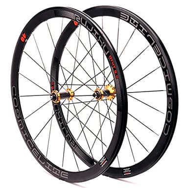 RUJIXU Set Ruote Bici da Strada 700c Ruota di Bicicletta da Corsa Cerchi A Doppia Parete 40mm 8-11velocità Cassetta Mozzo in Fibra di Carbonio Ruota A Sgancio Rapido Freno sul Cerchione 1900g