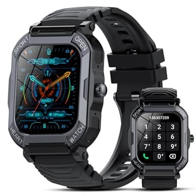 Smartwatch Uomo Donna con Chiamate Bluetooth, 1,85'' Orologio Smartwatch Uomo, Impermeabil IP68, 110+ Sportive Smart Watch con Contapassi/Sonno/Cardiofrequenzimetro, Orologio Contapassi Tutto Nero