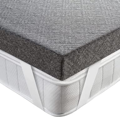 BedStory 10CM topper Matrimoniale 160x190CM,Topper Memory Foam, Materasso Topper con infuso di Carbone di Bambù, Coprimaterasso con Rivestimento rimovibile e lavabile, Correttore Materasso