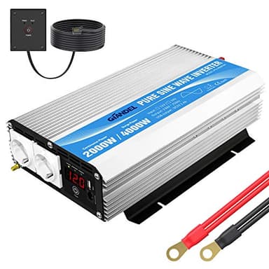 GIANDEL Inverter a onda sinusoidale pura 2000W Invertitore di Potenza Convertitore DC 12V a AC 220V 230V con telecomandoler & prese AC doppie per RV Truck Car