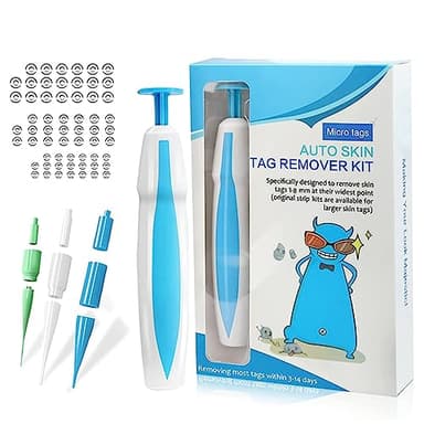 Rimozione della Verruca Peduncolare Kit Auto Skin Tag Remover, 2 in1 micro Elimina Fibromi Penduli kit (2-8mm), Auto Tag Rapid Removal Kit include 40 anelli di gomma, 10 Tamponi imbevuti di alcol