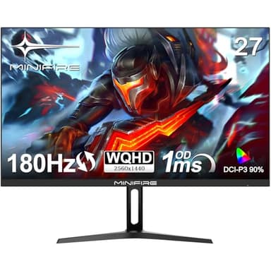 Minifire Monitor Gaming da 27 pollici WQHD 2K, 180 Hz - Pannello Rapid IPS (2560 x 1440), OD 1ms, HDR, 120% sRGB, AMD FreeSync+ HDMI 2.0, DP 1.2 (cavo DP incluso)