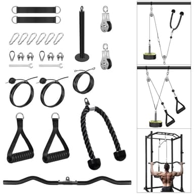 Carrucola Palestra, LAT Machine Palestra Casa Puleggia Palestra Doppia Carrucola Cavo Croci Cavi Palestra Multifunzione per Home Gym Bicipiti Allenamento, Estensione Tricipiti