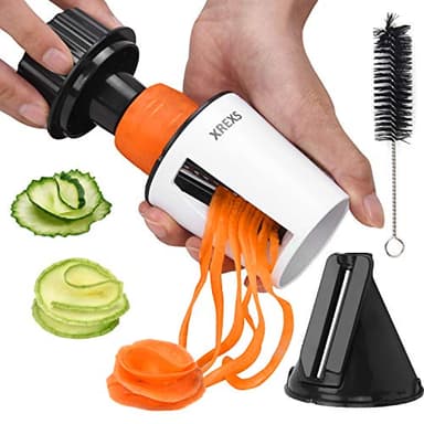 XREXS Affettatrice per Verdure Manuale 2 In 1, Portatile Tagliaverdure a Spirale, Cucina Accessori Particolari per Verdure, Cetrioli, Carote, Zucchine, Tagliatelle per Verdure