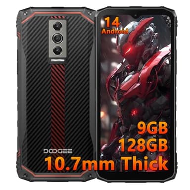 DOOGEE Blade10 Rugged Smartphone (2025), Android 14 Telefono Indistruttibile, 9GB +128GB/TF 2TB, 10.7mm Ultra-thin Cellulare da Lavoro Antiurto, 5150mAh, 6.56" HD+, 16MP+8MP, 3 Slot/4G Dual SIM/GPS