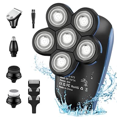 Lofrritp Rasoio da testa uomo, rasoio elettrico maschio 6D, macchina da barba a testa bagnata e asciutta Rasatura testa viso IPX7 impermeabile, ricarica USB