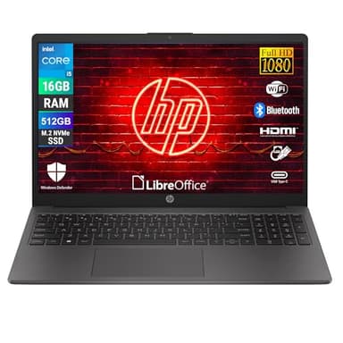HP 250 G10, Computer Portatile Notebook, Intel i5-1334u 10 Core 3.4Ghz, Display 15.6'' FHD, Ram 16GB, SSD 512GB, Windows 11, Pronto all'uso con Libre Office
