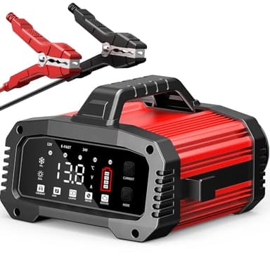 25A Caricabatteria da Auto, Caricabatterie per Auto LiFePO4 12V 24V, Caricabatteria portatile con funzione BOOSTER, Intelligente Schermo LED Caricabatteria per Auto Moto Camion, AGM, Gel, SLA