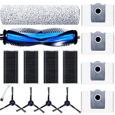 Fixbetter Set di Accessori per Ecovacs Deebot X8 Pro Omni/X8 Omni Robot Aspirapolvere, 1 Spazzola per Rotoli, 1 Rullo di Lanugine, 4 Filtri, 4 Sacchetti di Polvere, 4 spazzole laterali