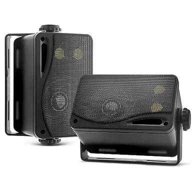Pyle Sistema di Altoparlanti Mini a 3 Vie, Casse Audio Impermeabili da 200 Watt, Speaker Uso Interno ed Esterno, Casa, Barca, Piscina, Nero