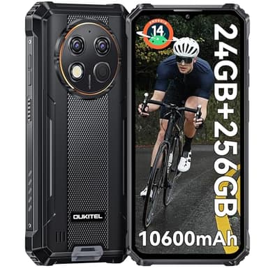 OUKITEL G1 Rugged Smartphone Android 14-2024 24GB+256GB/1TB Telefono Indistruttibile, 6.52" HD+ Display 10600mAh Octa-Core 48MP Camera IP68/IP69K Cellulare Robusto, OTG/GPS/4G Dual SIM/NFC/Face ID