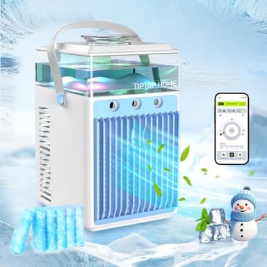 Condizionatore Portatile, Climatizzatore Portatile Silenzioso, 5 in 1 Aria Condizionata Portatile, Raffrescatore D'aria, condizionatore portatile senza tubo, 3 Velocità, 3 Modalità di Nebbia, 800ml