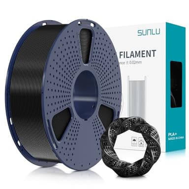 SUNLU Filamento PLA+ 1.75 mm per Stampante 3D e Penne 3D, Filamento PLA Plus 1KG,Neatly Wound, Precisione di Tolleranza del Filamento +/- 0.02 mm (Nero)
