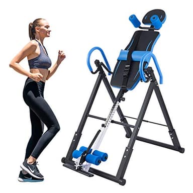 Z ZELUS Panca a Inversione Pieghevole Tavolo di Inversione Gravitazionale Macchina Invertita Altezza Regolabile Palestra Fitness per Casa per Il Sollievo dal Dolore alla Schiena (Blu e Nero)
