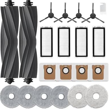 AVAENZO Kit di Accessori per Dreame L20 Ultra, L20 Ultra Complete, 2 Spazzola Principale, 6 Panni Mop, 4 Filtro Hepa, 4 Spazzola Laterale, 4 Sacchetti Robot Aspirapolvere Ricambi.