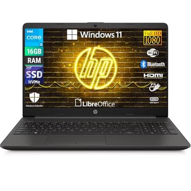 HP 250 G9, Pc Portatile Notebook, Display Full HD da 15,6", cpu Intel i3-1215u 6 Core fino a 4.4Ghz, Ram 16 Gb, SSD 512 Gb, W11, Pacchetto Libre Office, Computer Portatile Pronto all'uso