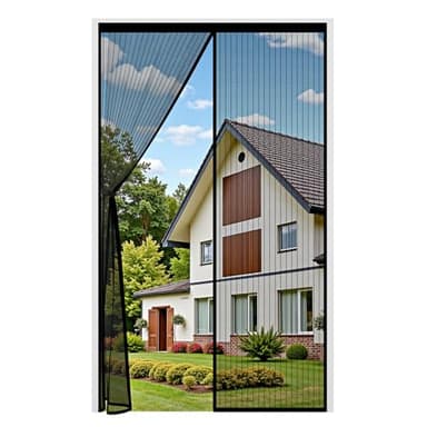 Auxmir Zanzariera Magnetica 140 x 240CM, Tenda Zanzariera Porta Ingresso Cortile, Anti Insetti Traspirante Chiusura Automatica con 32 Magneti Rete